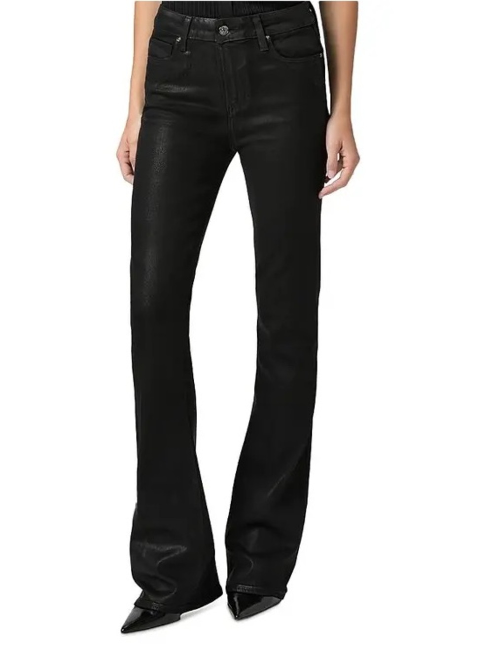 PAIGE Laurel Canyon High Rise Coated Bootcut Jeans Black 28